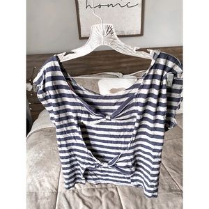 Striped Open- Back Crop Top